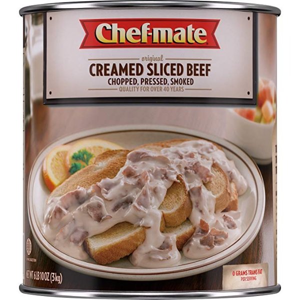 Chef-mate Creamed Sliced Beef, Canned Food, 0 Grams Trans Fat, 6 lb 10 oz, #10 Bulk Can