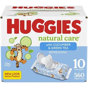 HuggiesBaby Wipes, Huggies Natural Care Refreshing Baby Diaper Wipes, Hypoallergenic, Scented, 10 Flip-Top Packs (560 Wipes Total)