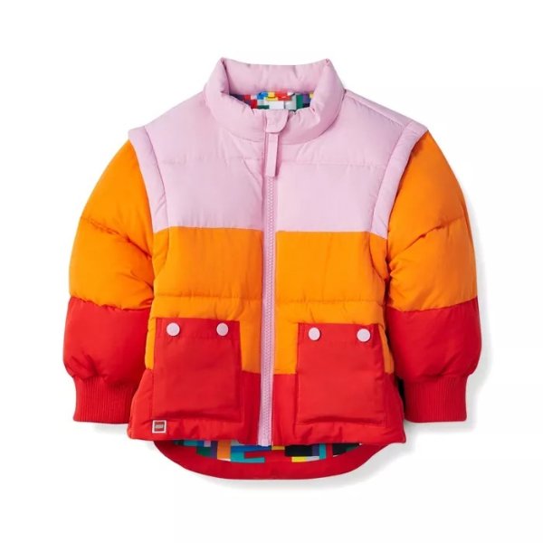 Toddler Adaptive Color Block Puffer Jacket - LEGO® Collection x Target Pink/Orange/Red
