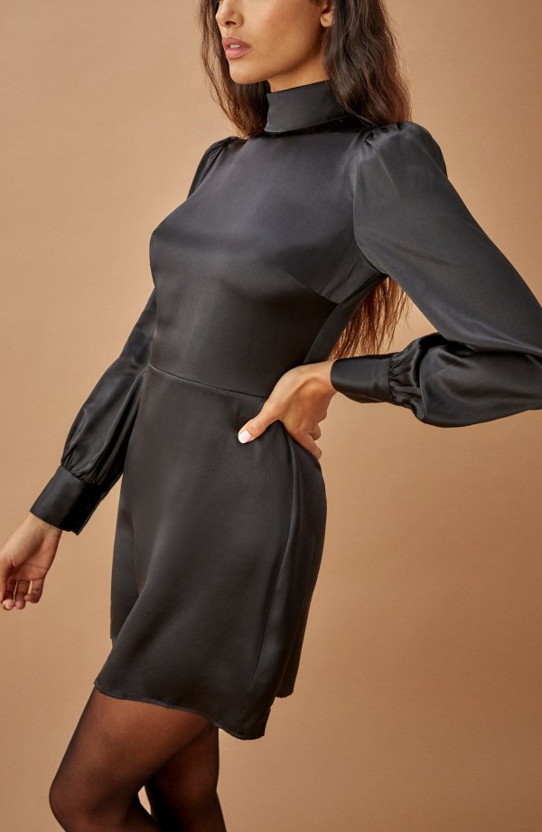 Kim Long Sleeve Silk Dress