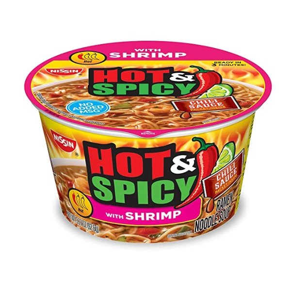 Hot & Spicy Ramen Noodle Soup, Shrimp, 3.27 Ounce (Pack of 6)