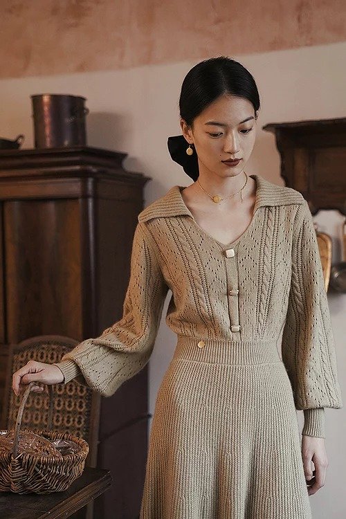 MOLIFUSU | Diamond Brocade Knit Dress