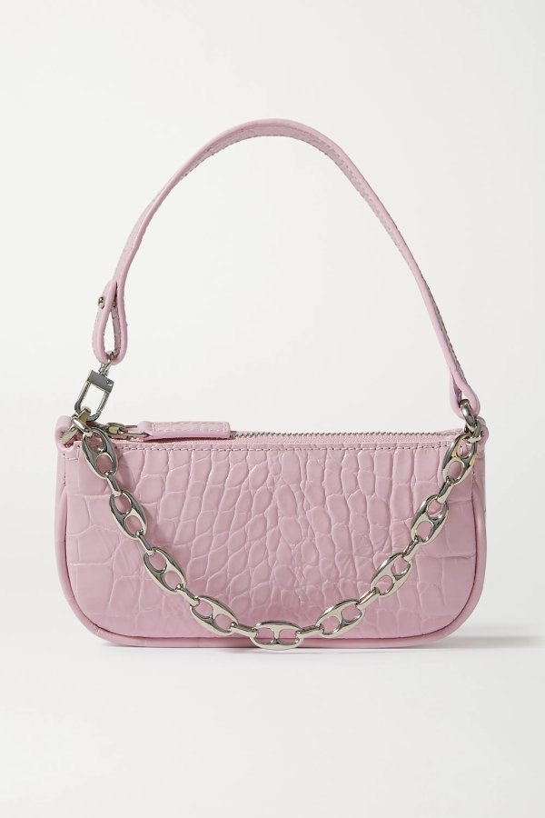 Rachel mini chain-embellished croc-effect leather shoulder bag