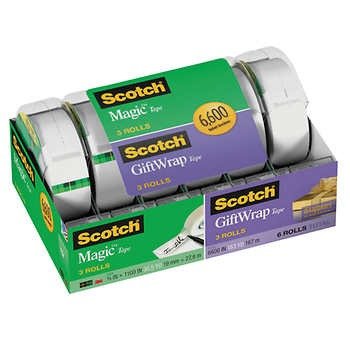 Scotch Magic Tape/Gift Wrap Tape 6-pack 6600" Total