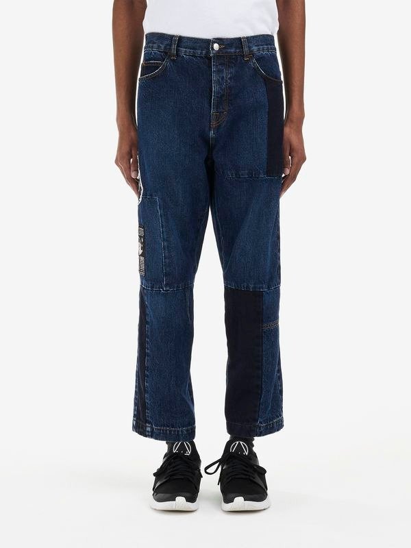 Patchwork Recycled Cropped Jeans