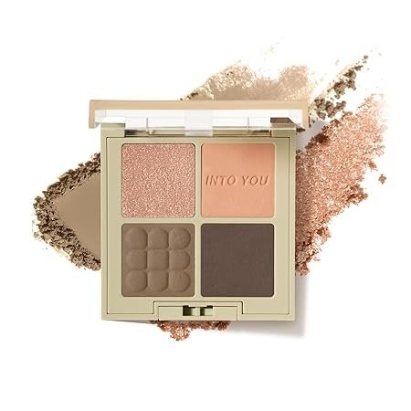 INTO YOU Nude Eyeshadow Palette, 4 Colors Matte, Shimmer and Glitter Eye Shadow Palletes, Warm Neutral Naked Pigments, Long Lasting Professional Beauty Makeup Eyeshadow