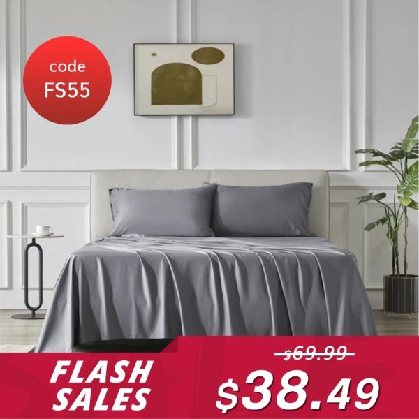 【Flash Sale】100% Bamboo Viscose Duvet Cover Set/ Fitted Sheet Set (US Size)(Use Code: FS55 from $38.49)