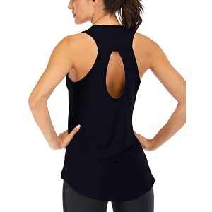 Yoga Tops for Women Loose Fit Workout Tank Tops for Women Backless Sleeveless Keyhole Open Back Muscle Tank
