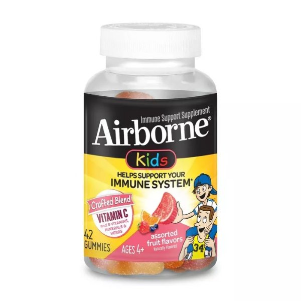 Kids Immune Support Gummies with Vitamin C &#38; Zinc - Assorted Fruit - 42ct