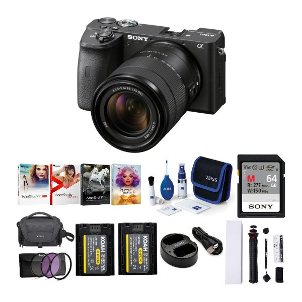 Sony Alpha a6600 APS-C Mirrorless Digital Camera with with 18-135mm Lens, Soft Carry Case and Accessories Bundle