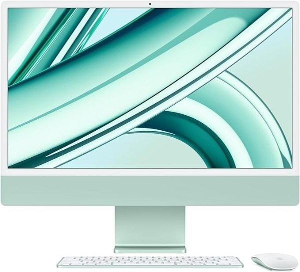 2023 iMac All-in-One Desktop Computer with M3 chip: 8-core CPU, 10-core GPU, 24-inch Retina Display, 8GB Unified Memory, 512GB SSD Storage, Matching Accessories. Works with iPhone/iPad; Green