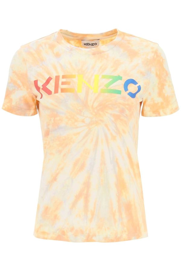 tie-dye t-shirt with rainbow logo