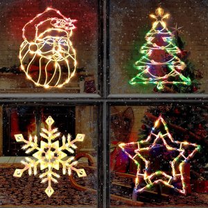 Minetom 4 Pack Christmas Window Silhouette Lights Decorations