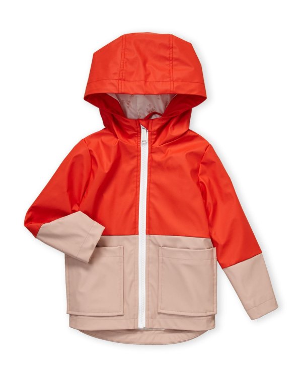 (Girls 4-6x) Color Block Rain Jacket