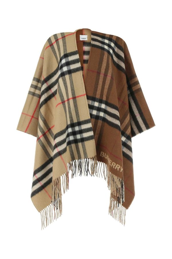 Checked Fringed Cape