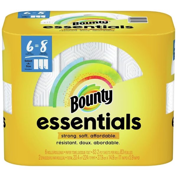 Bounty Essentials 厨房纸6卷 相当于8个普通卷