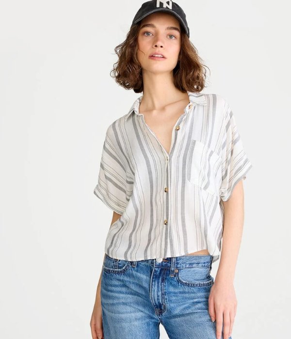 Vertical Stripe Button-Down Shirt