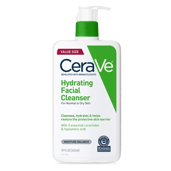 Hydrating Facial Cleanser | Moisturizing Non-Foaming Face Wash with Hyaluronic Acid, Ceramides & Glycerin | 19 Fluid Ounce