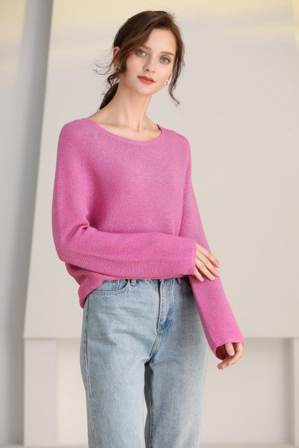 | Pink Iris Seamless Knitting Wool Sweater