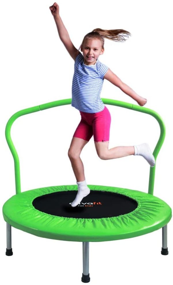 36-Inch Folding Trampoline Mini Rebounder ,Suitable for Indoor and Outdoor use, for Two Kids with safty Padded Cover