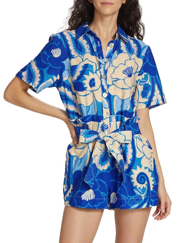 Tropical Groove Belted Romper