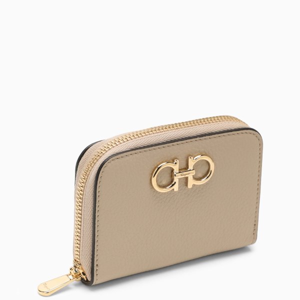 Gancini small zip-around wallet beige