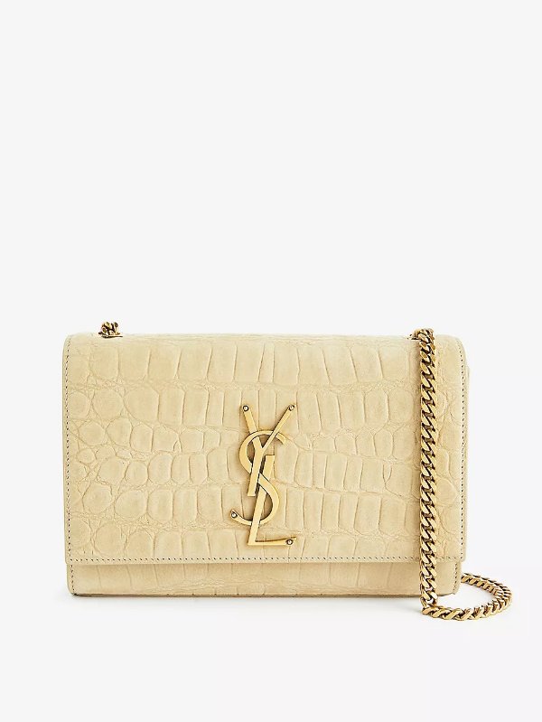 Kate croc-embossed leather wallet-on-chain