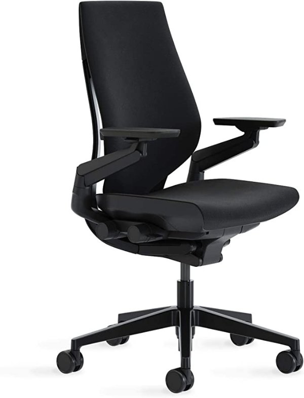 Gesture Office Chair - Cogent: Connect Licorice Fabric, Medium Seat Height, Wrapped Back, Dark on Dark Frame, Lumbar Support, Hard Floor Casters