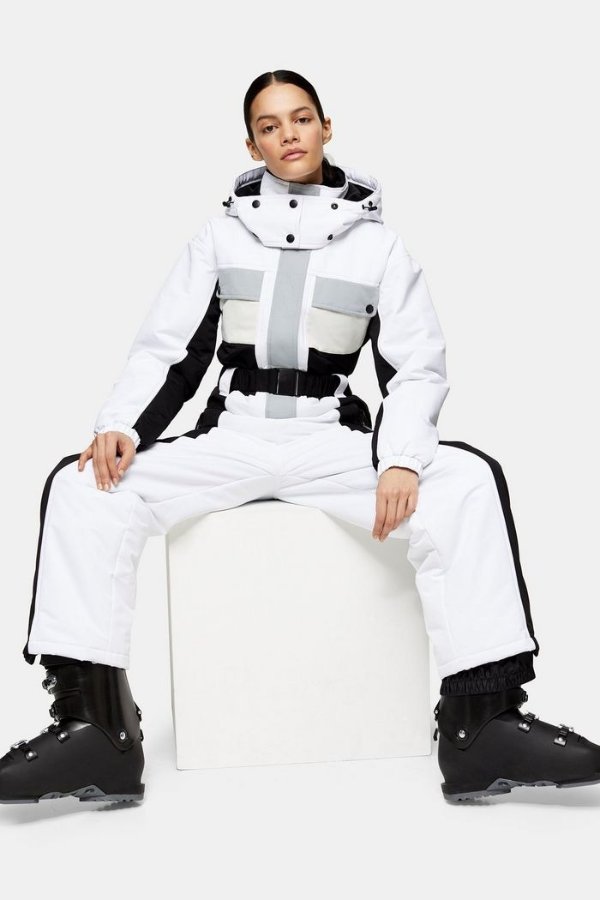 黑白拼接滑雪服连体衣