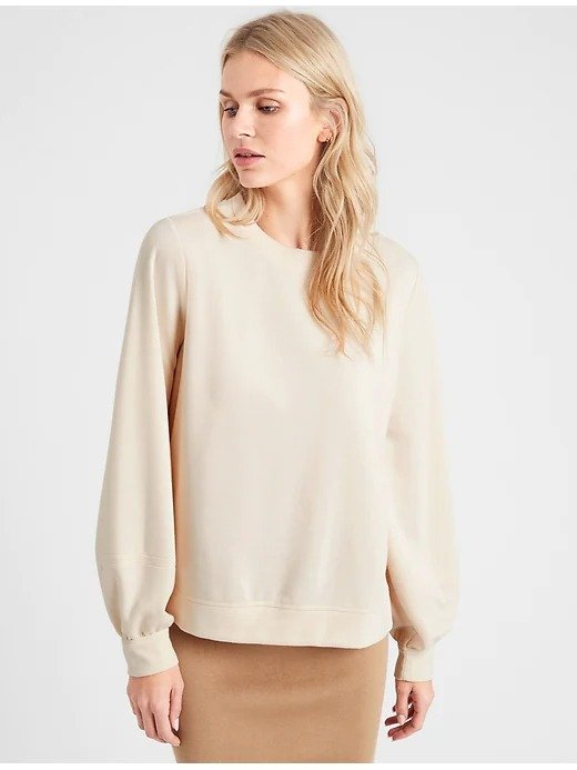 Lantern-Sleeve Fleece Sweatshirt