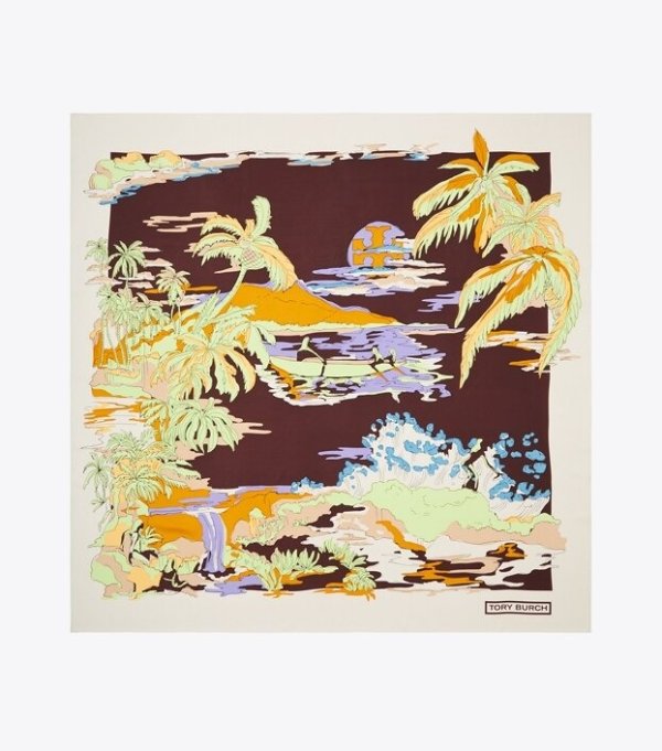 Palm Tree Postcard Oversized Silk Square ScarfSession is about to end