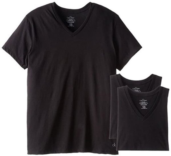 Calvin Klein 卡尔文·克莱恩 男式 棉质经典短袖V领T恤 多件装