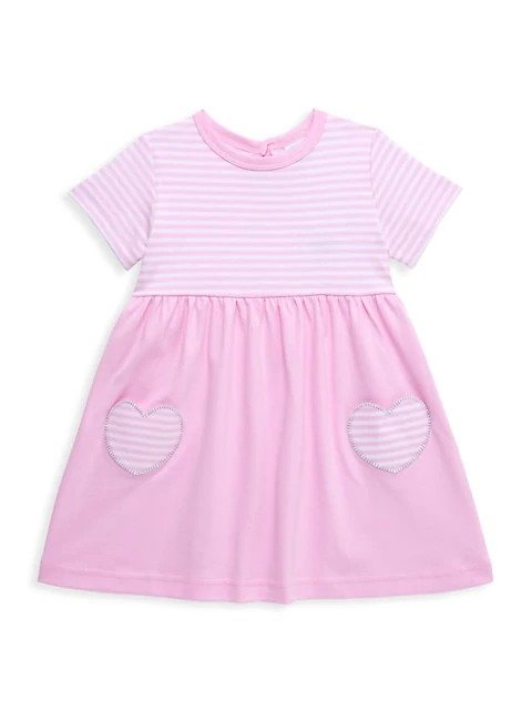 Little Girl's Striped Heart Pocket Dress