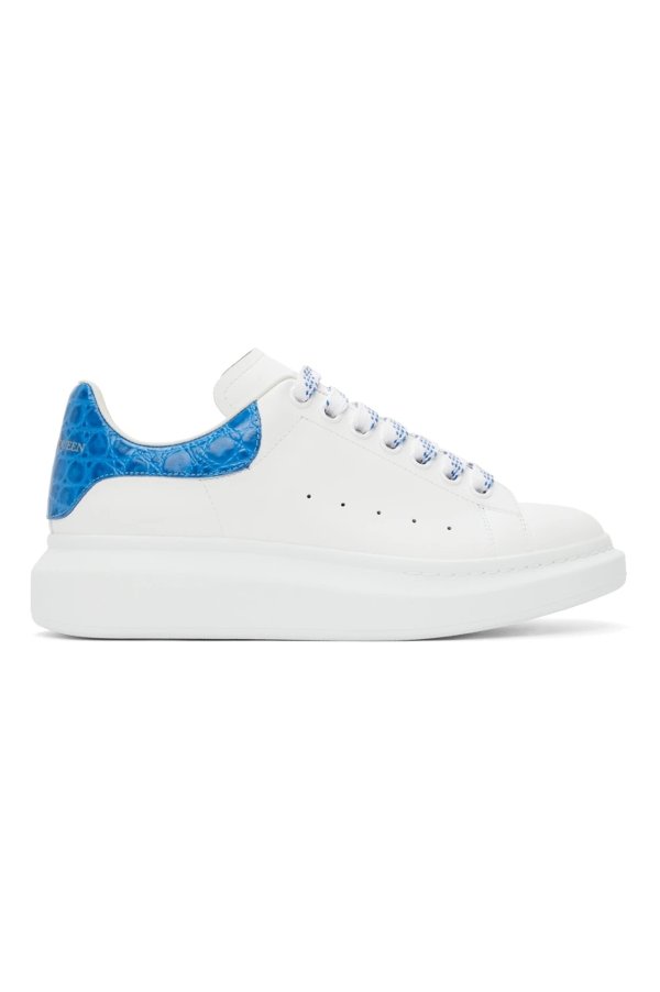 White & Blue Croc Oversized Sneakers