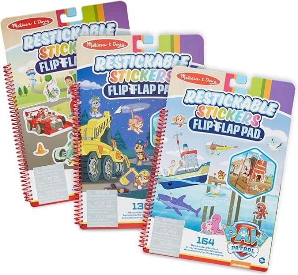 Melissa & Doug PAW Patrol Restickable Stickers Flip-Flap Pad 3-Pack – Classic Missions, Adventure Bay, Ultimate Rescue - PAW Patrol Toys, Reusable Sticker Books For Kids Ages 3+