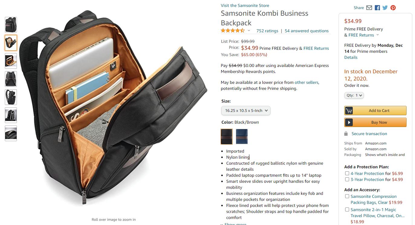 Samsonite Kombi Business Backpack 背包