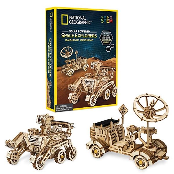 Solar Space Explorers - DIY Moon Buggy and Mars Rover Model Kit, Each Powered by a Solar Panel, Great STEM Toy for Girls and Boys Interested in Outer Space and Engineering