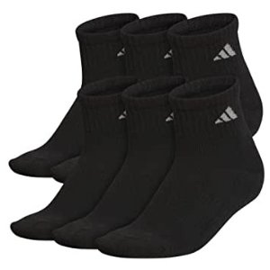 adidas Womens Athletic Cushioned Quarter Socks With Arch Compression (6-pair)