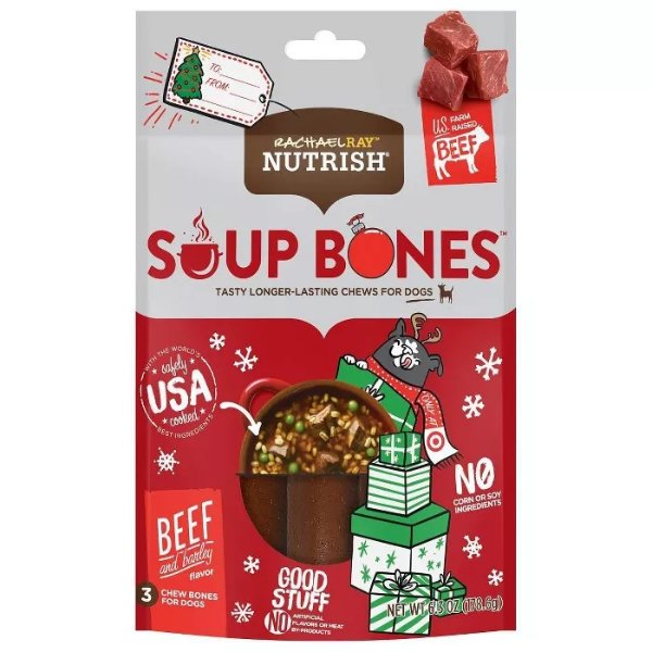 Nutrish Soup Bones Dog Treats, Beef &#38; Barley Flavor - 3ct