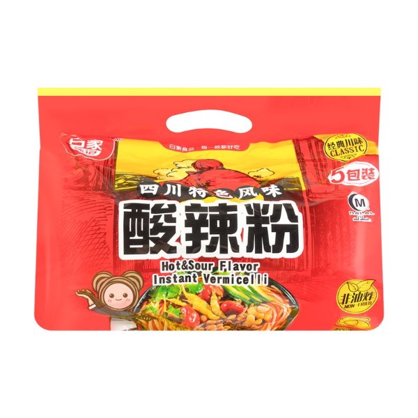 BAIJIA Instant Vermicelli 5packs -Spicy and Sour Flavor 525g