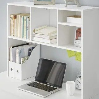 DormCo Cube White Wood Desk Bookshelf