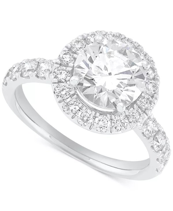 IGI Certified Lab Grown Diamond Halo Engagement Ring (3 ct. t.w.) in 14k White Gold