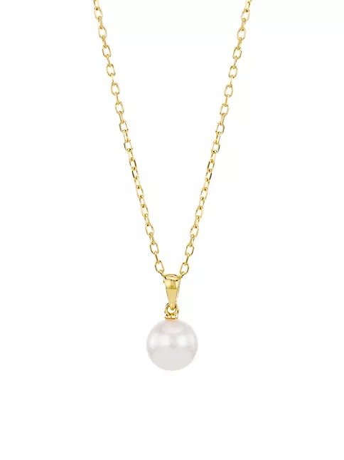 Essential Elements 18K Yellow Gold & 7MM White Cultured Pearl Pendant Necklace