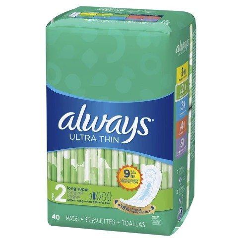 Always Ultra Thin Non-Wing Pads - Size 2 - 40ct