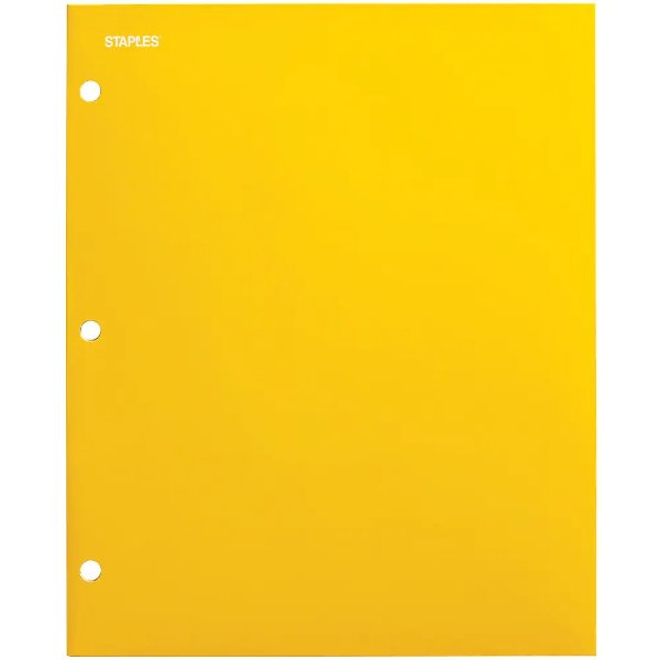 Staples 4-Pocket 3-Hole Punched Presentation Folder, Yellow (56211-CC)