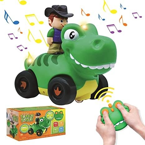 JOYIN Toddler Remote Control Car, Dinosaur Toy Cars, RC Toddler Cars with Removable Cowboy Action Figures and Remote Control, Best Birthday Gifts, Classroom Prize, Toddler Toys Age 36M+