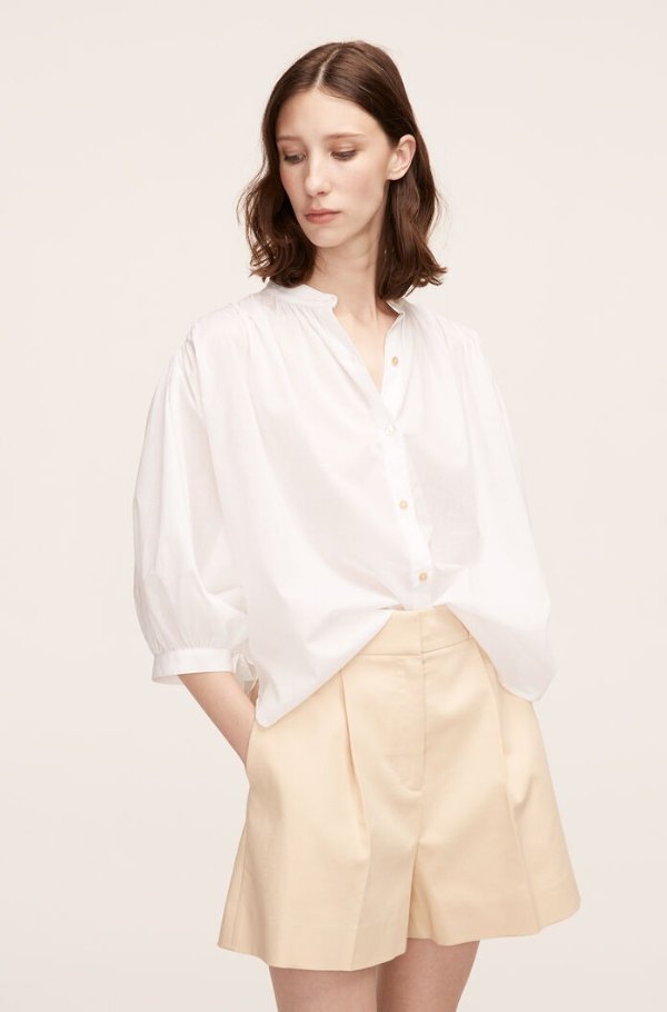 Long-Sleeve Button-Front Top | Rebecca Taylor