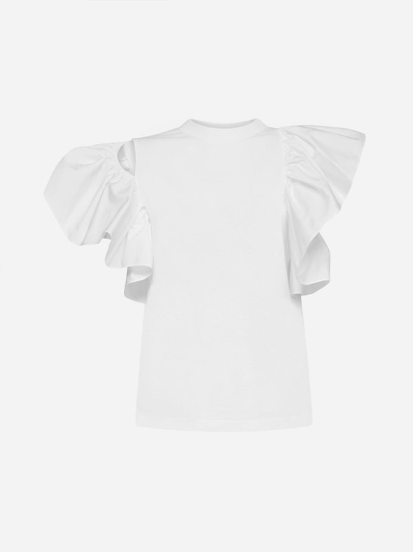 Ruffled cotton t-shirt