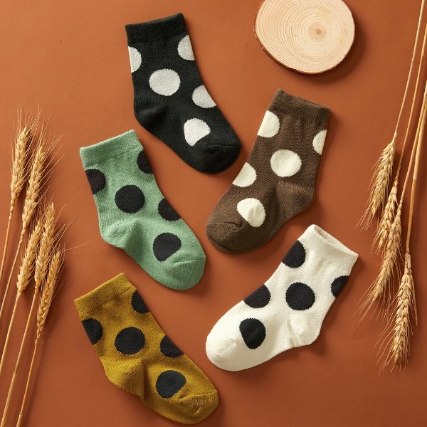 5-pack Baby / Toddler / Kid Polka dots Socks