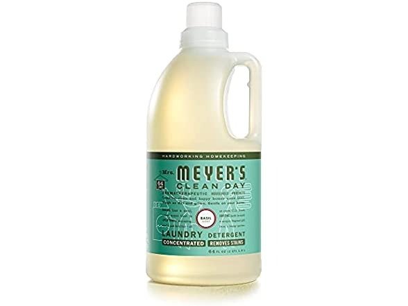 Meyer's Liquid Laundry Detergent, Biodegradable Formula Infused with Essential Oils, Basil, 64 oz (64 Loads)